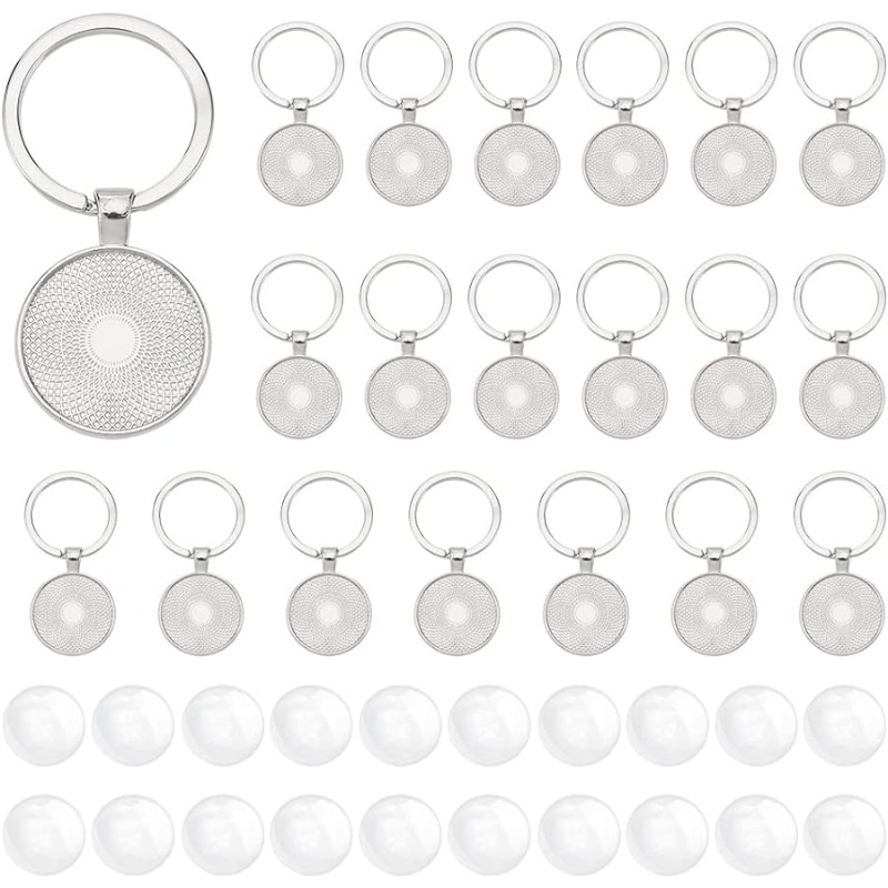 Diy Electronics Websites - 20 pièces porte-clés Cabochon paramètres blancs