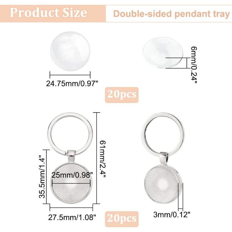 20 pièces porte-clés Cabochon  - Diy Electronics Websites avis et prix